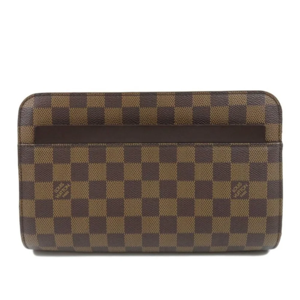 LOUIS VUITTON Damier Ebene Pochette Saint Louis Clutch Bag Brown